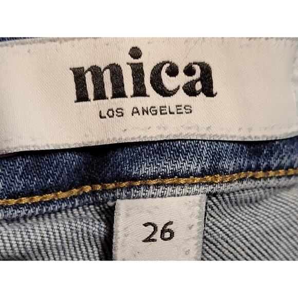 Mica Los Angeles Low-Rise Cropped Distressed Jeans w Raw hems Womens Sz 26 - Picture 7 of 9
